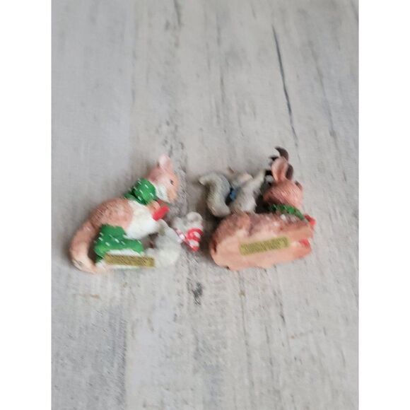 Enesco 1991 Xmas mini reindeer squirrel kangaroo mouse Xmas Village accessory se - Picture 5 of 5